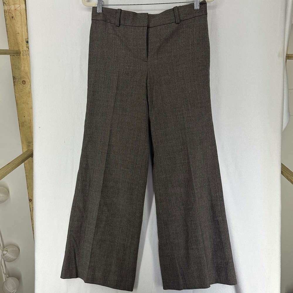Ann Taylor Womens Dress Career Pants Gray Herringbone Wool Blend Size 4 - Picture 1 of 11
